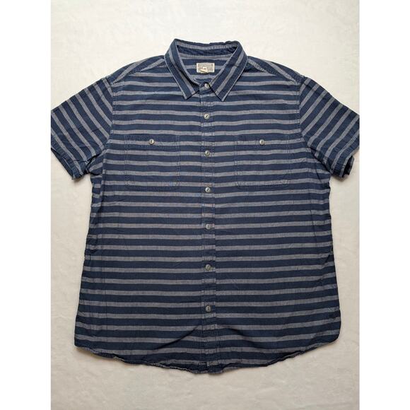 Converse One Star Vintage Mens Short Sleeve Button Down Shirt L Blue Stripe Y2K - Picture 3 of 6